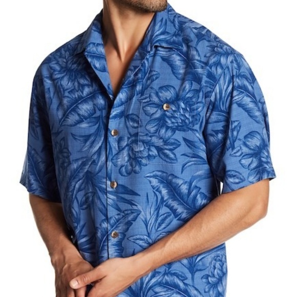 NWT Tommy Bahama Cayo Palms Blue Tropical Shirt Sm - Picture 2 of 4